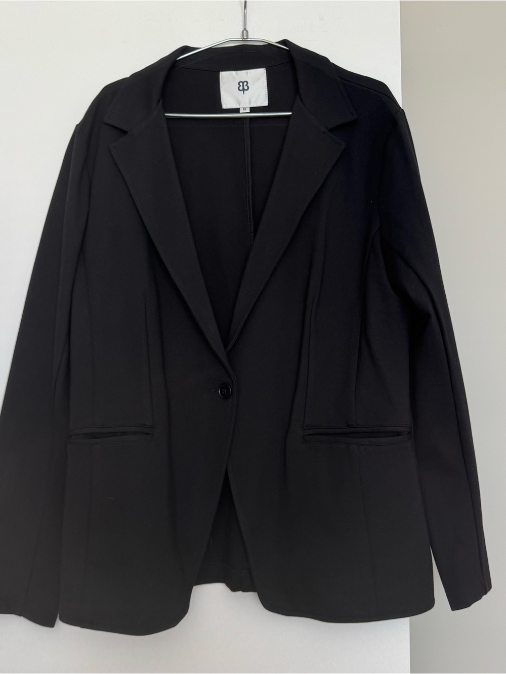 Betabrand Black One Button Stretch Ponte Knit Blazer Jacket Career Office Sz XL